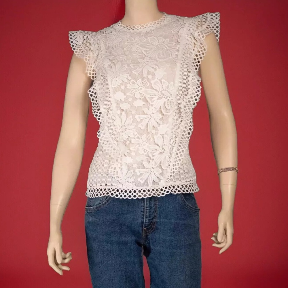 Ted Baker London Cream Ruffled Sleeveless Blouse